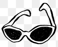 Women's sunglasses png sticker, cute fashion doodle, transparent background