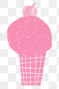 Pink ice-cream png sticker, doodle design, transparent background