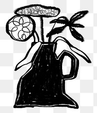 Flower vase png sticker, cute houseplant doodle, transparent background