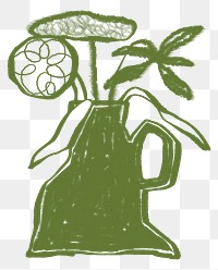 Flower vase png sticker, cute houseplant doodle, transparent background