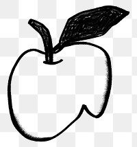 Apple png sticker, doodle design, transparent background