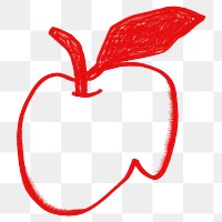 Apple png sticker, doodle design, transparent background