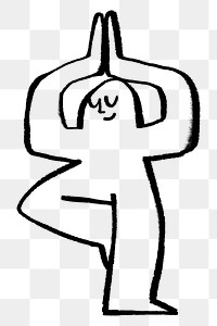 Meditating man png sticker, yoga pose doodle, transparent background