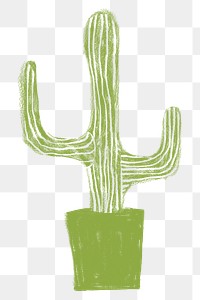 Cute cactus png sticker, desert plant doodle, transparent background