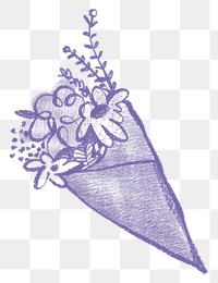 Flower bouquet png sticker, cute doodle graphic, transparent background