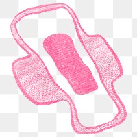 Sanitary pad png sticker, women's health doodle, transparent background