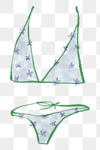 Women's bra png panty, doodle graphic, transparent background