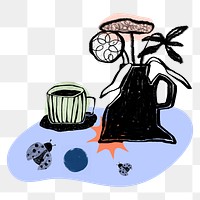 Flower vase png sticker, houseplant doodle, transparent background