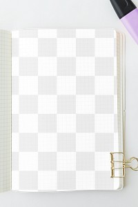 Open notebook png mockup, realistic journal, transparent design