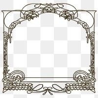 Alphonse Mucha's ornate png frame, vintage art nouveau on transparent background, remixed by rawpixel