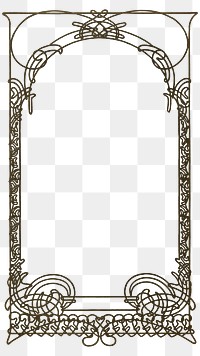 Alphonse Mucha's ornate png frame, vintage art nouveau on transparent background, remixed by rawpixel