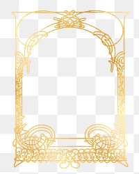 Gold ornate png frame, Alphonse Mucha's famous artwork on transparent background, remixed by rawpixel
