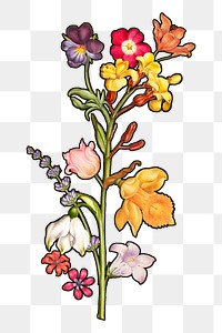 Colorful flower png spring sticker, transparent background, remixed by rawpixel