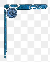 Celestial corner png element, blue vintage design on transparent background