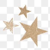 Glitter stars png gold sticker, transparent background