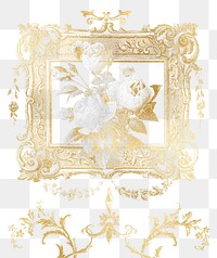 PNG gold rose frame art nouveau sticker, transparent background, remixed by rawpixel