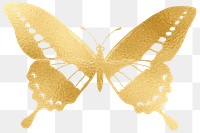 Gold butterfly png animal sticker, transparent background, remixed by rawpixel