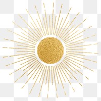 Golden sun png sticker, aesthetic celestial illustration, transparent background