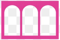 Pink arch windows png frame, geometric design on transparent background