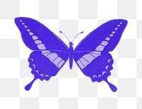 Indigo butterfly png animal sticker, transparent background, remixed by rawpixel