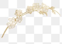 Gold flower png botanical sticker, transparent background, remixed by rawpixel