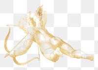 Gold cupid png Valentine's sticker, transparent background, remixed by rawpixel