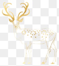 Gold deer png animal sticker, transparent background, remixed by rawpixel