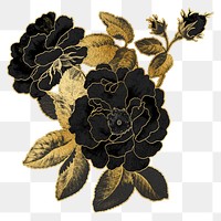 Black rose png flower sticker, transparent background, remixed by rawpixel