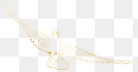Golden dove png bird sticker, transparent background, remixed by rawpixel