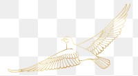 Gold dove png bird sticker, transparent background, remixed by rawpixel