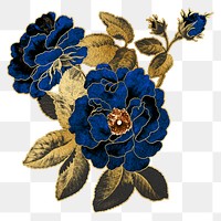 Blue rose png flower sticker, transparent background, remixed by rawpixel