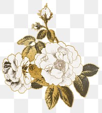 Golden rose png flower sticker, transparent background, remixed by rawpixel