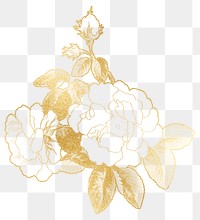 Golden rose png flower sticker, transparent background, remixed by rawpixel