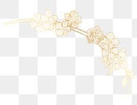 Gold flower png botanical sticker, transparent background, remixed by rawpixel