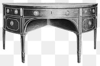 Wooden table png sticker, vintage furniture illustration, transparent background
