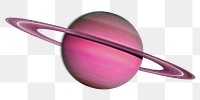 Pink Saturn planet png sticker, galaxy illustration, transparent background