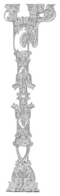 Silver ornate pillar png sticker, vintage illustration, transparent background