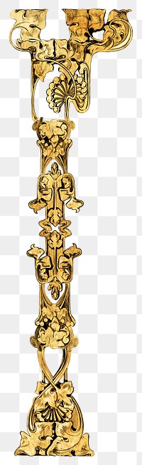 Gold ornate pillar png sticker, vintage illustration, transparent background