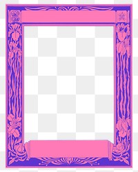 Vintage floral png frame, pink rectangle shape on transparent background, remixed from the artworks by Johann Georg van Caspel