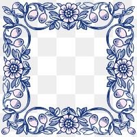 Vintage flower png frame, ornamental design, transparent background, remixed by rawpixel