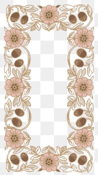 Brown floral png frame, vintage ornament, transparent background, remixed by rawpixel