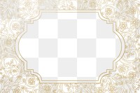 Gold flower patterned png frame, transparent background, remixed by rawpixel