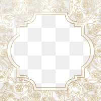 Gold flower patterned png frame, transparent background, remixed by rawpixel