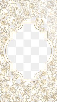 Gold flower patterned png frame, transparent background, remixed by rawpixel