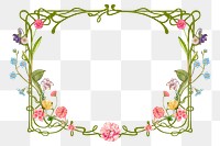 Aesthetic flower png frame, ornamental art nouveau, transparent background, remixed by rawpixel