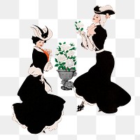 Victorian women png sticker, vintage fashion on transparent background, remixed by rawpixel