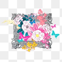 Rose frame png flower sticker, transparent background, remixed by rawpixel