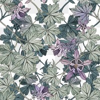 Columbine pattern png leaf sticker, transparent background, remixed by rawpixel