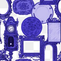 Blue pattern png home furniture sticker, transparent background, remixed by rawpixel