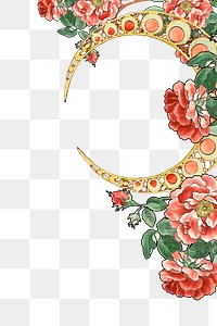 PNG rose border, art nouveau  sticker, transparent background, remixed by rawpixel